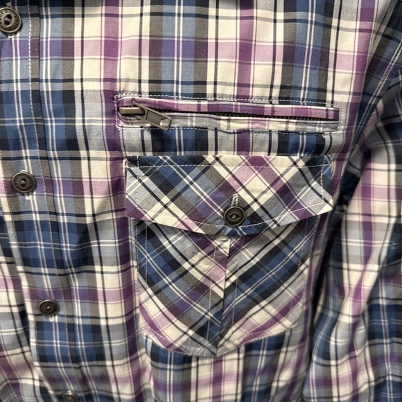 Rodeo Co Shirt Mens Size XL Western Long Sleeve Purple/Blue Plaid Rodeo Cowboy - Picture 2 of 4